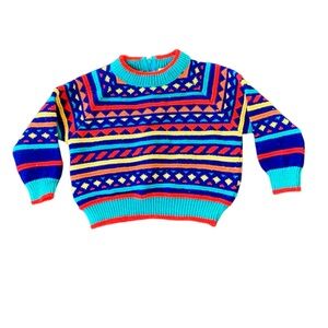 🌵Vintage Baby Boys Infant 3-6 Months Chunky Knitted Colorful Stripe Sweater🌵